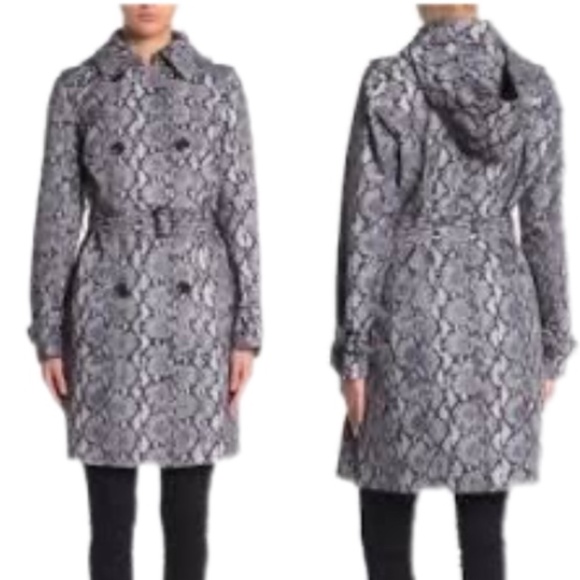 MICHAEL Michael Kors Vintage Snake-Print Belted Trench NWOT - Picture 4 of 5